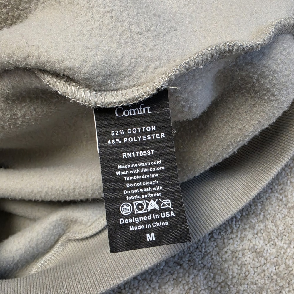 Comfrt Hoodie Mens MED Gray Pullover Fleece Sweatshirt Logo Cozy Travel Lounge - Picture 7 of 8